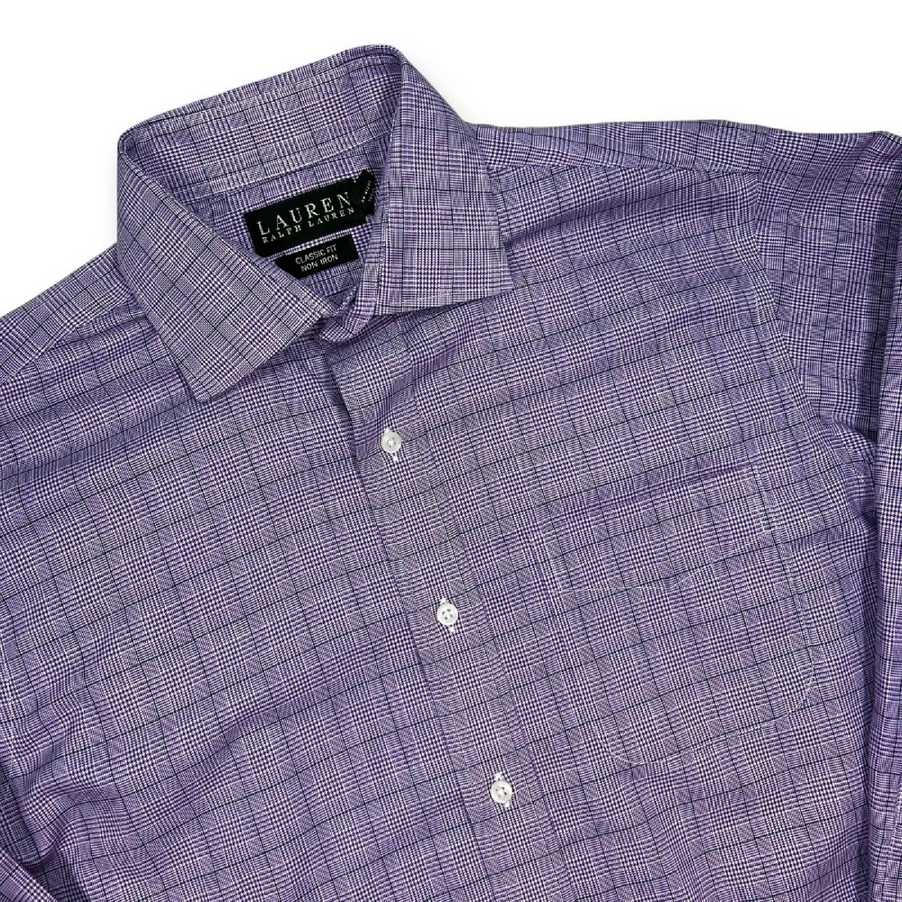 Lauren Ralph Lauren Classic Fit Non Iron Plaid Dress Shirt Purple Mens‎ 15 1/2